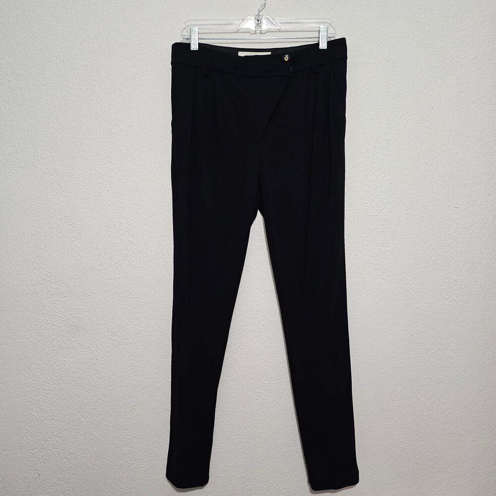 Leifsdottir Black Pants Women 10 Business Corporate Work Wear Slim Leg Rayon